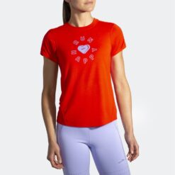 Γυναικείες Μπλούζες Κοντό Μανίκι  Brooks Distance Graphic Short Sleeve Γυναικείο Running T-shirt (9000103757_59176)