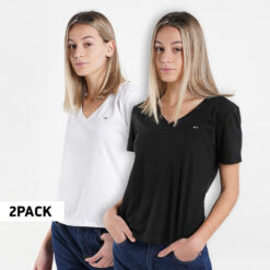 Γυναικείες Μπλούζες Κοντό Μανίκι  Tommy Jeans 2-Pack V-Neck Γυναικείο T-shirt (9000100171_1480)